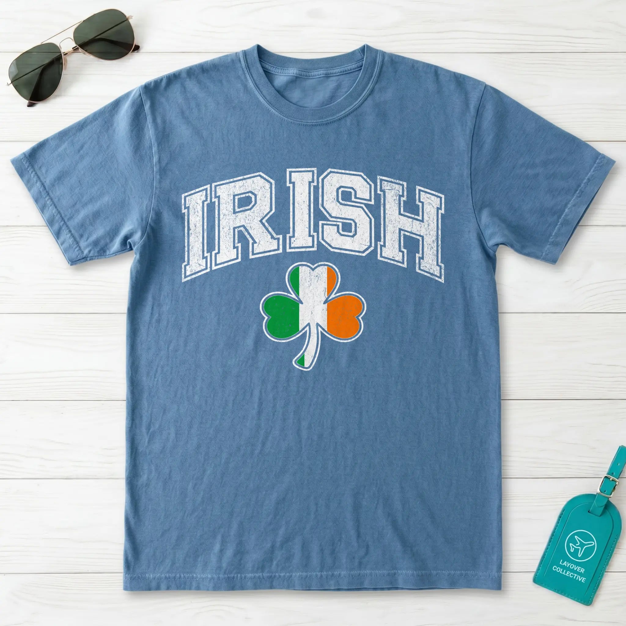Irish Shamrock Flag Collegiate T-Shirt