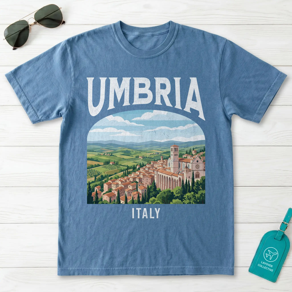 Umbria Italy Vintage Travel Poster T-Shirt