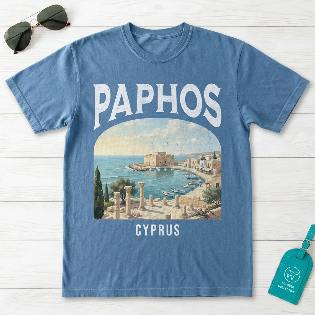 Paphos Cyprus Vintage Travel Poster T-Shirt