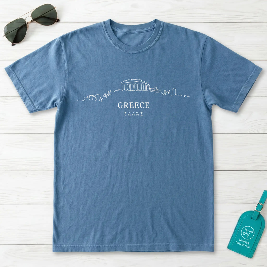 Greece Acropolis Skyline Minimalist T-Shirt