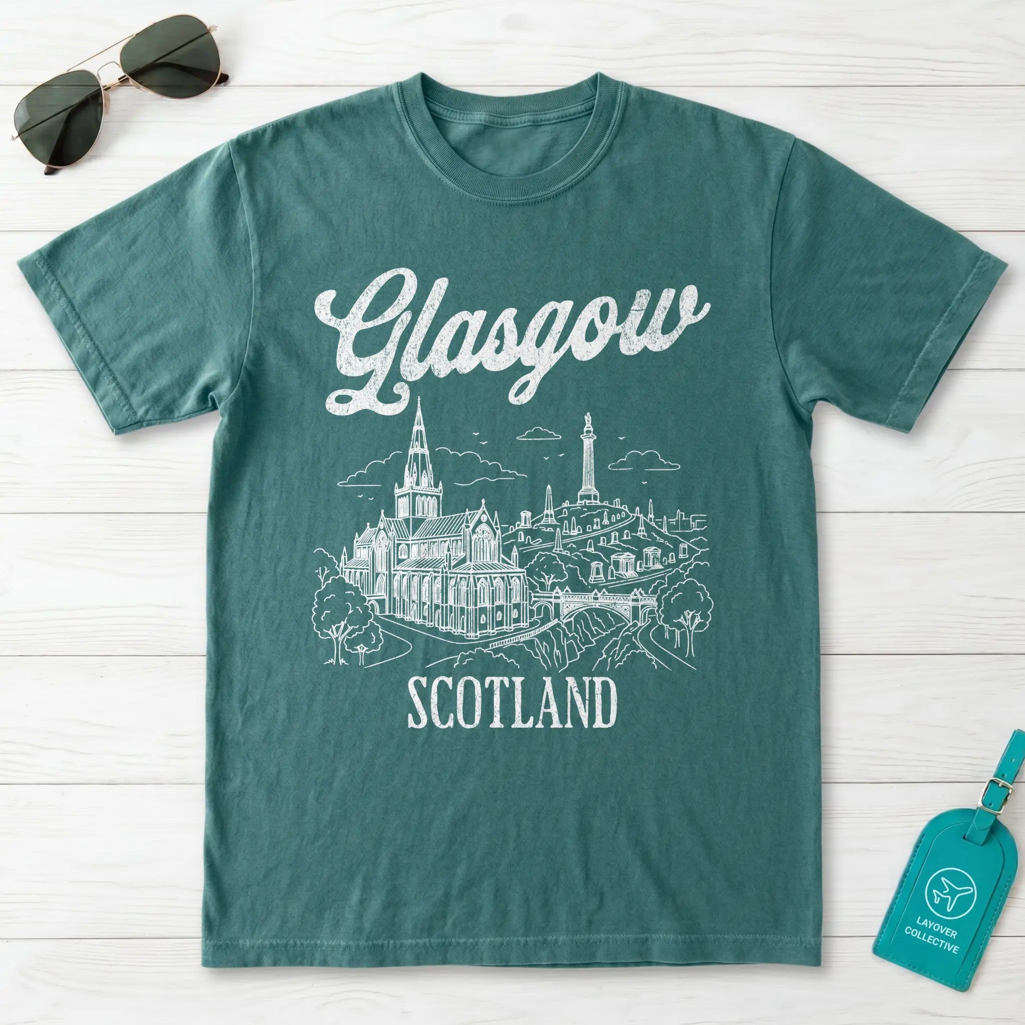 Glasgow Scotland Line Art T-Shirt