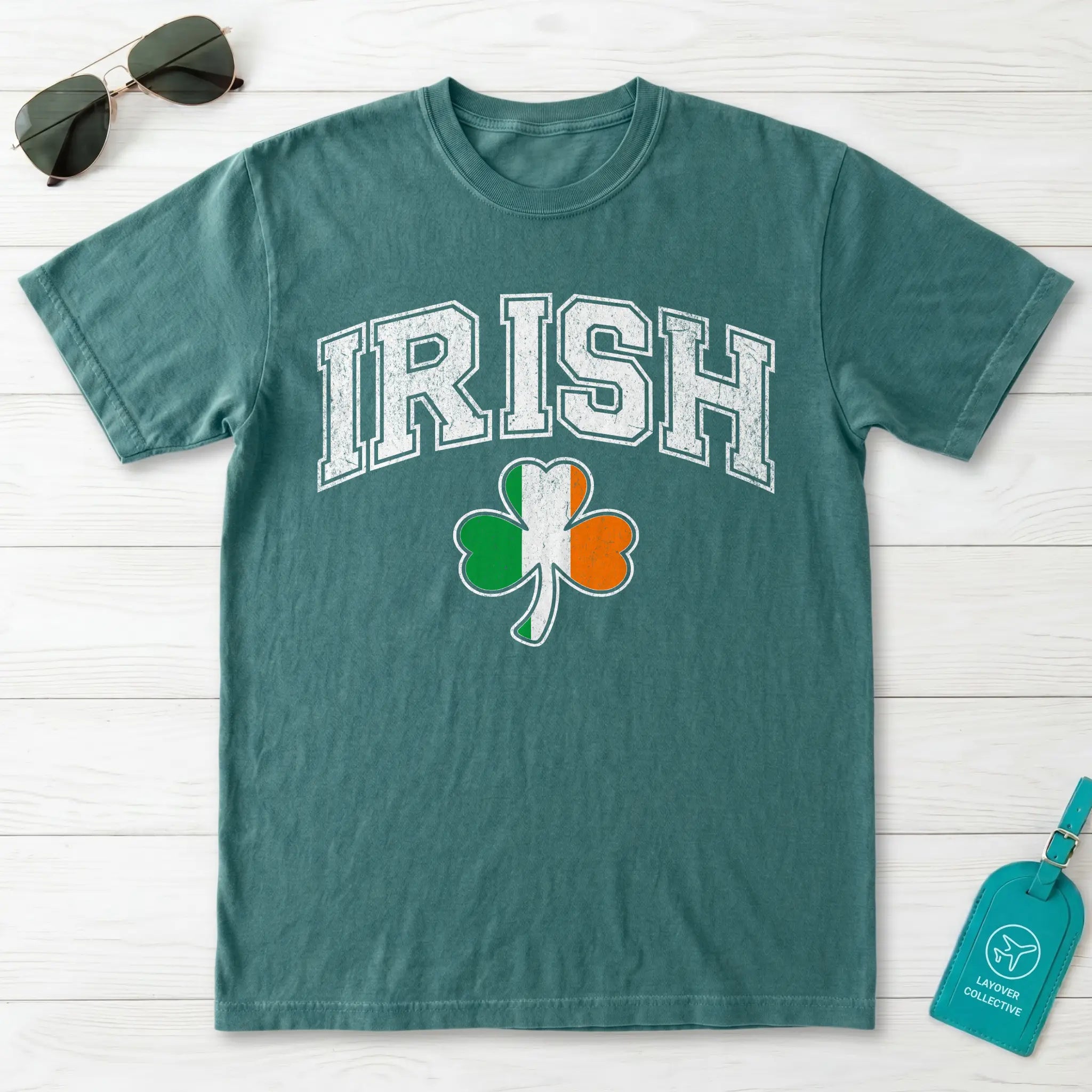 Irish Shamrock Flag Collegiate T-Shirt