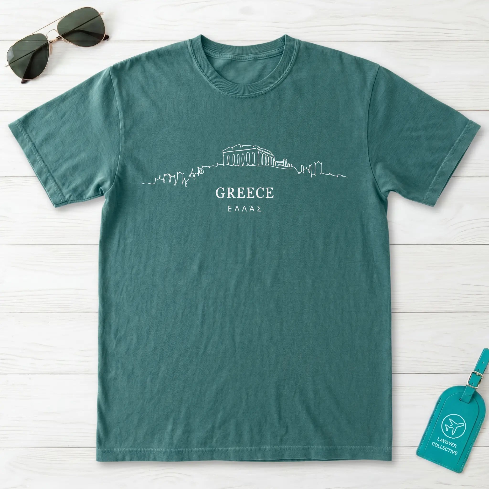 Greece Acropolis Skyline Minimalist T-Shirt