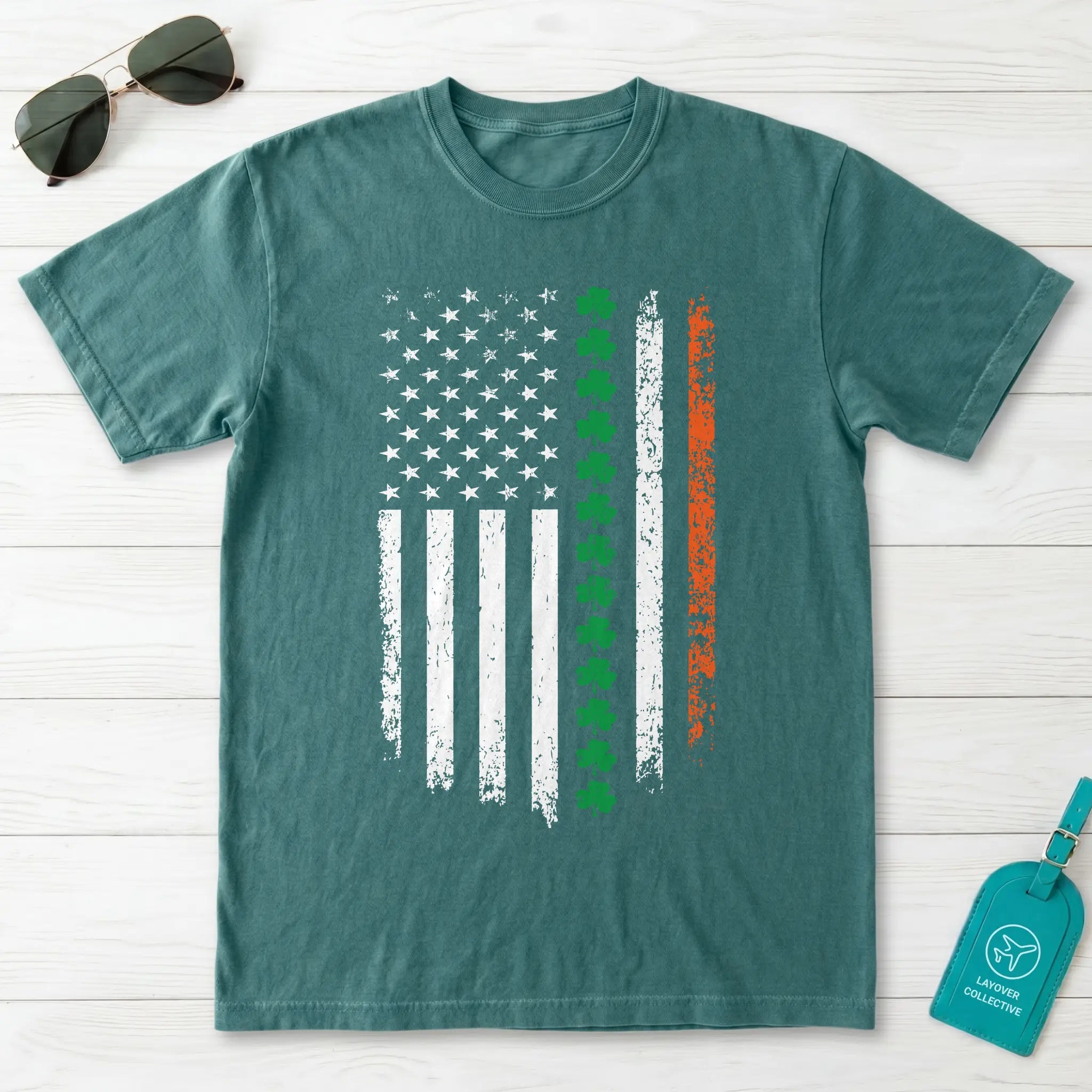 Irish American Flag Shamrock T-Shirt