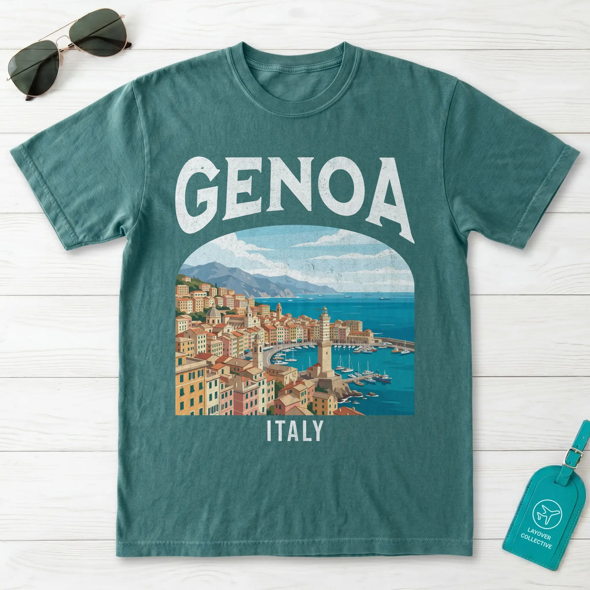 Genoa Italy Vintage Travel Poster T-Shirt