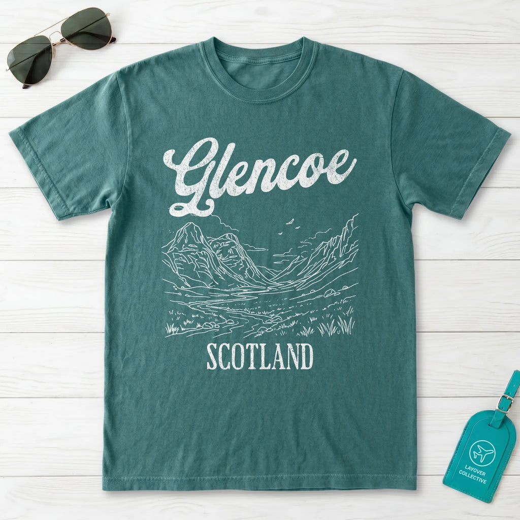 Glencoe Scotland Line Art T-Shirt