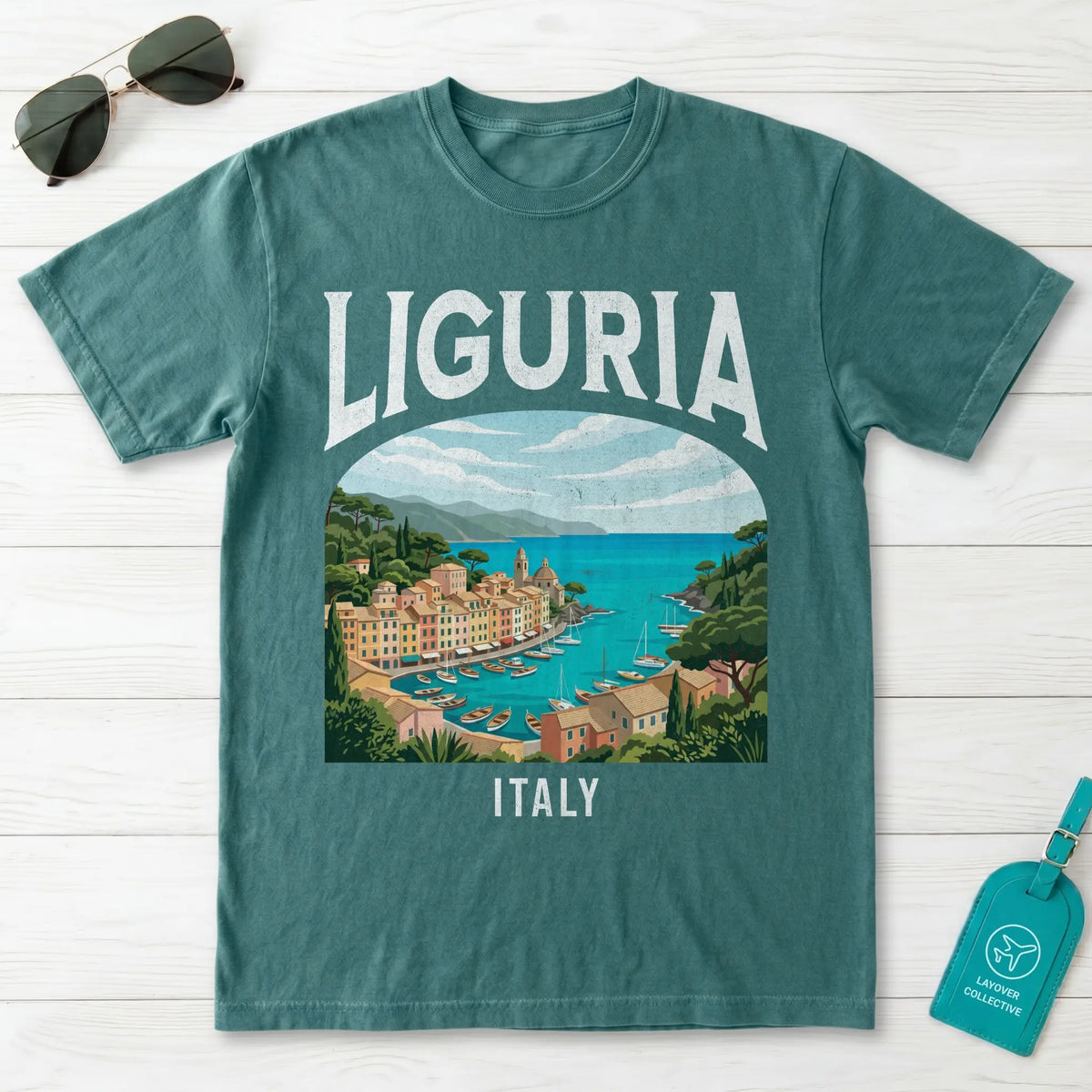 Liguria Italy Vintage Travel Poster T-Shirt