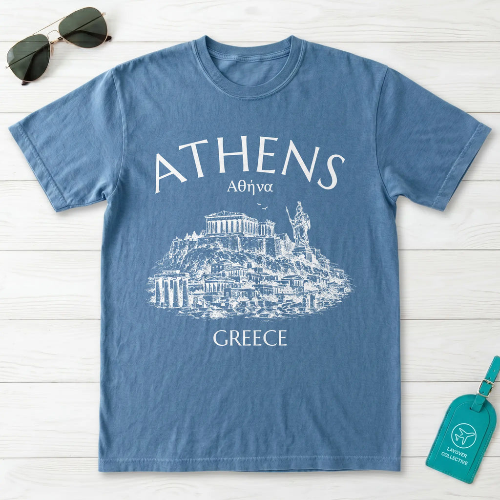 Athens Greece Acropolis Line Art Graphic T-Shirt