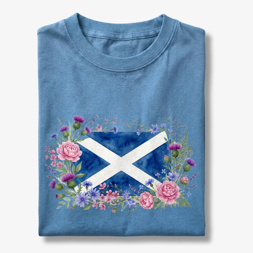 Scotland Saltire Floral Botanical T-Shirt