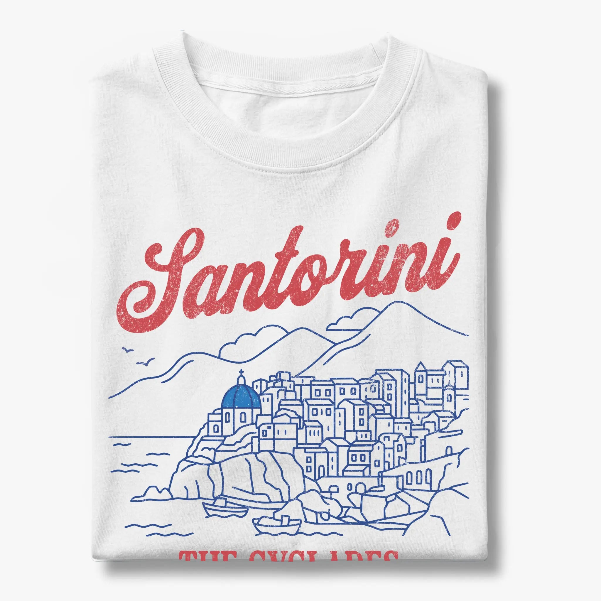 Santorini Greece The Cyclades Line Art Graphic T-Shirt