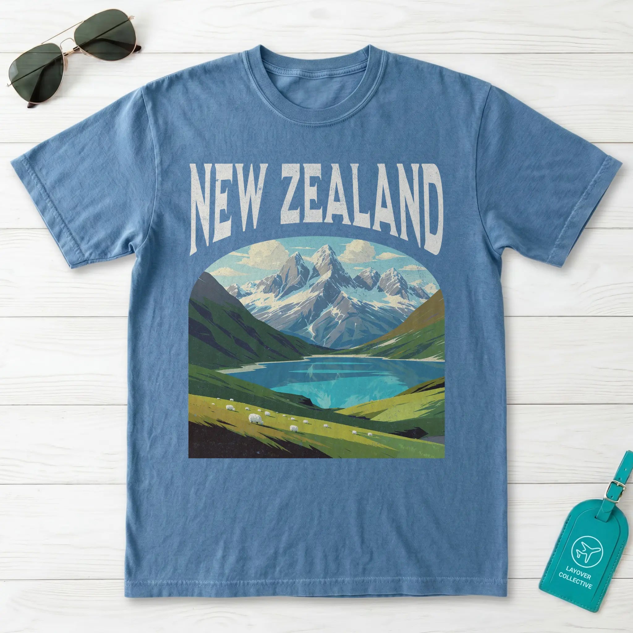 New Zealand Vintage Travel Poster T-Shirt