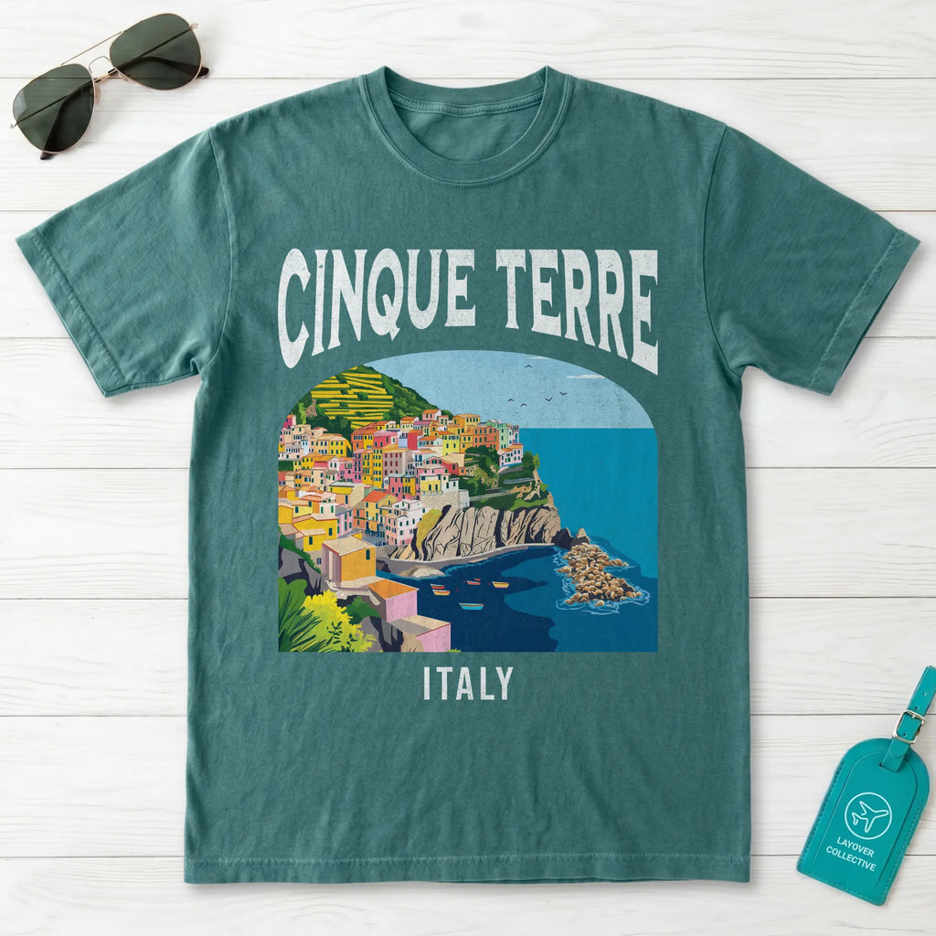 Cinque Terre Italy Vintage Travel Poster T-Shirt