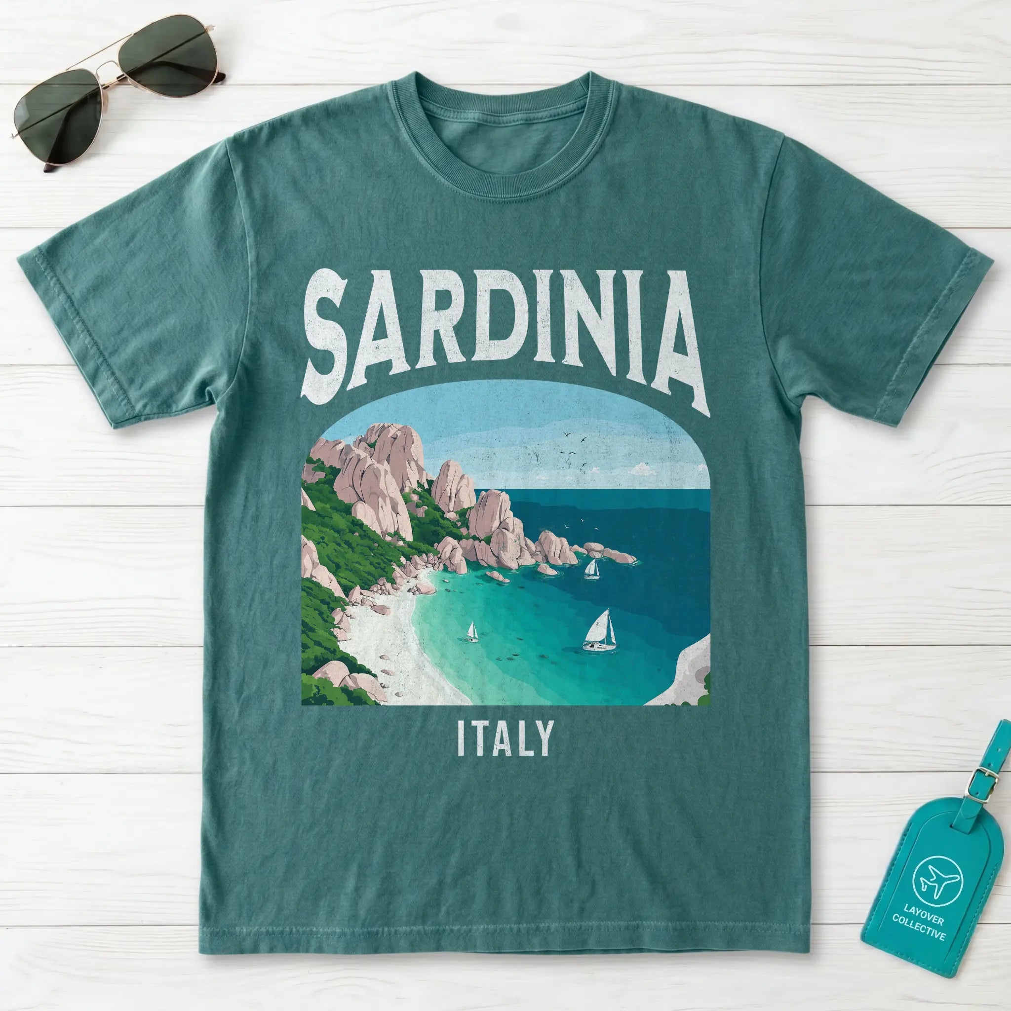 Sardinia Italy Vintage Travel Poster T-Shirt