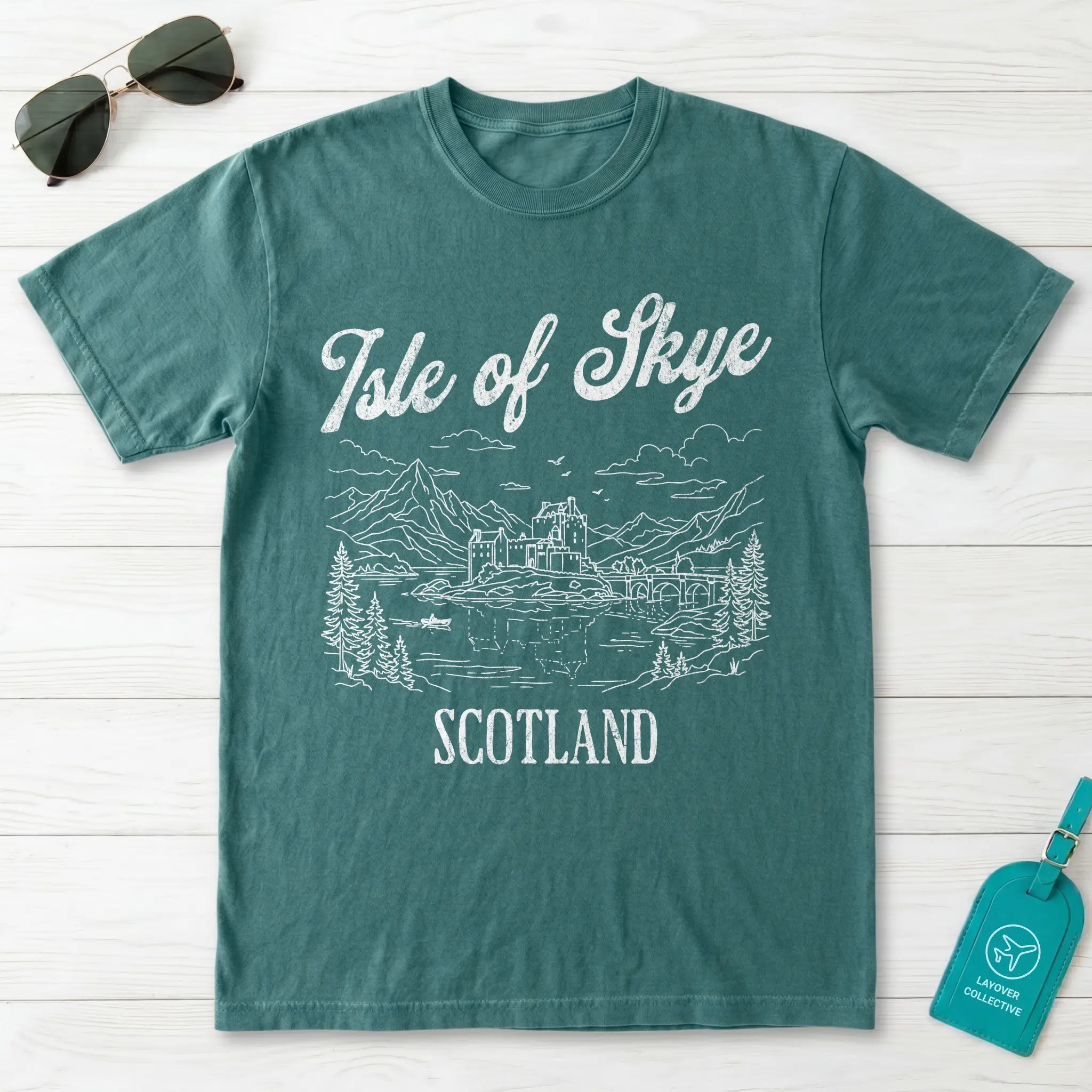 Isle of Skye Scotland Line Art T-Shirt