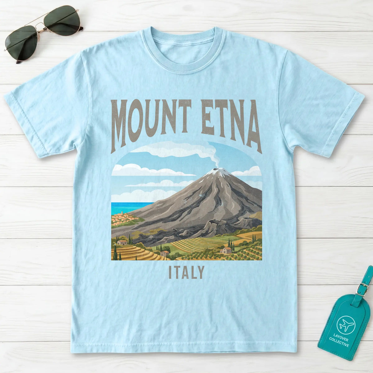 Mount Etna Italy Vintage Travel Poster T-Shirt