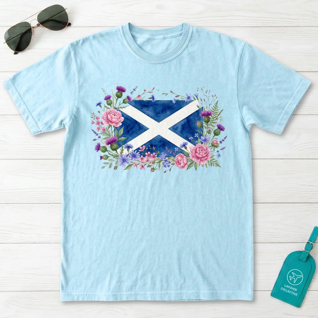 Scotland Saltire Floral Botanical T-Shirt
