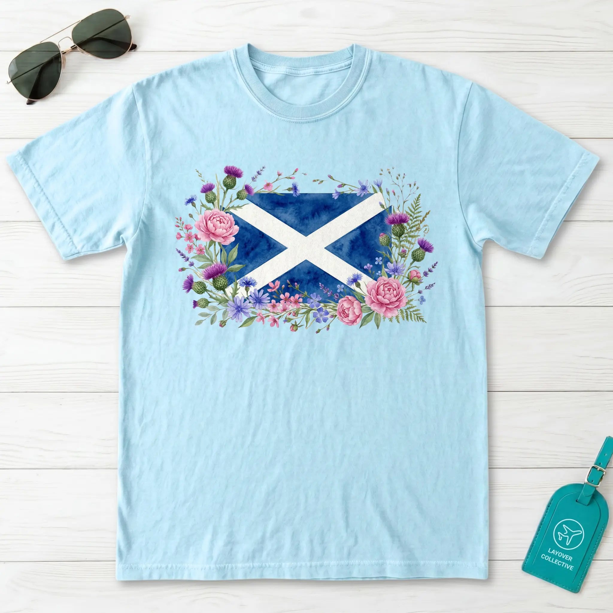 Scotland Saltire Floral Botanical T-Shirt