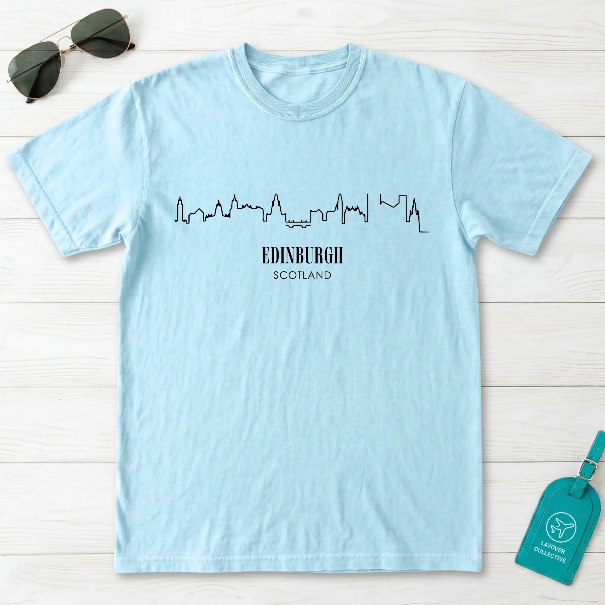 Edinburgh Minimalist Skyline Line Art T-Shirt