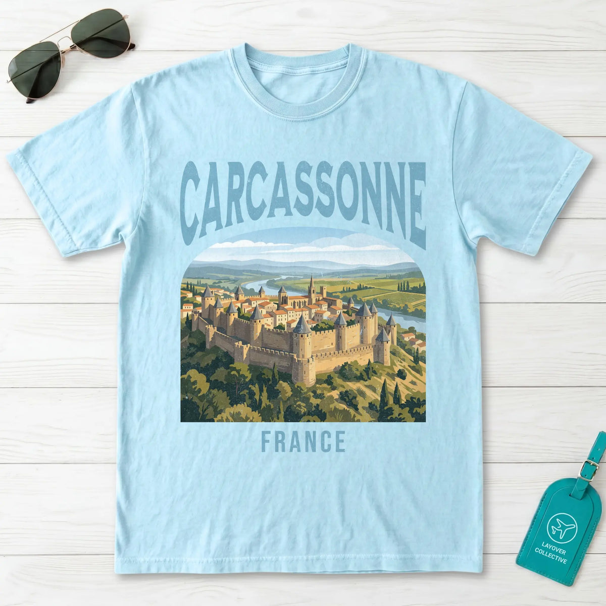 Carcassonne France Vintage Travel Poster T-Shirt