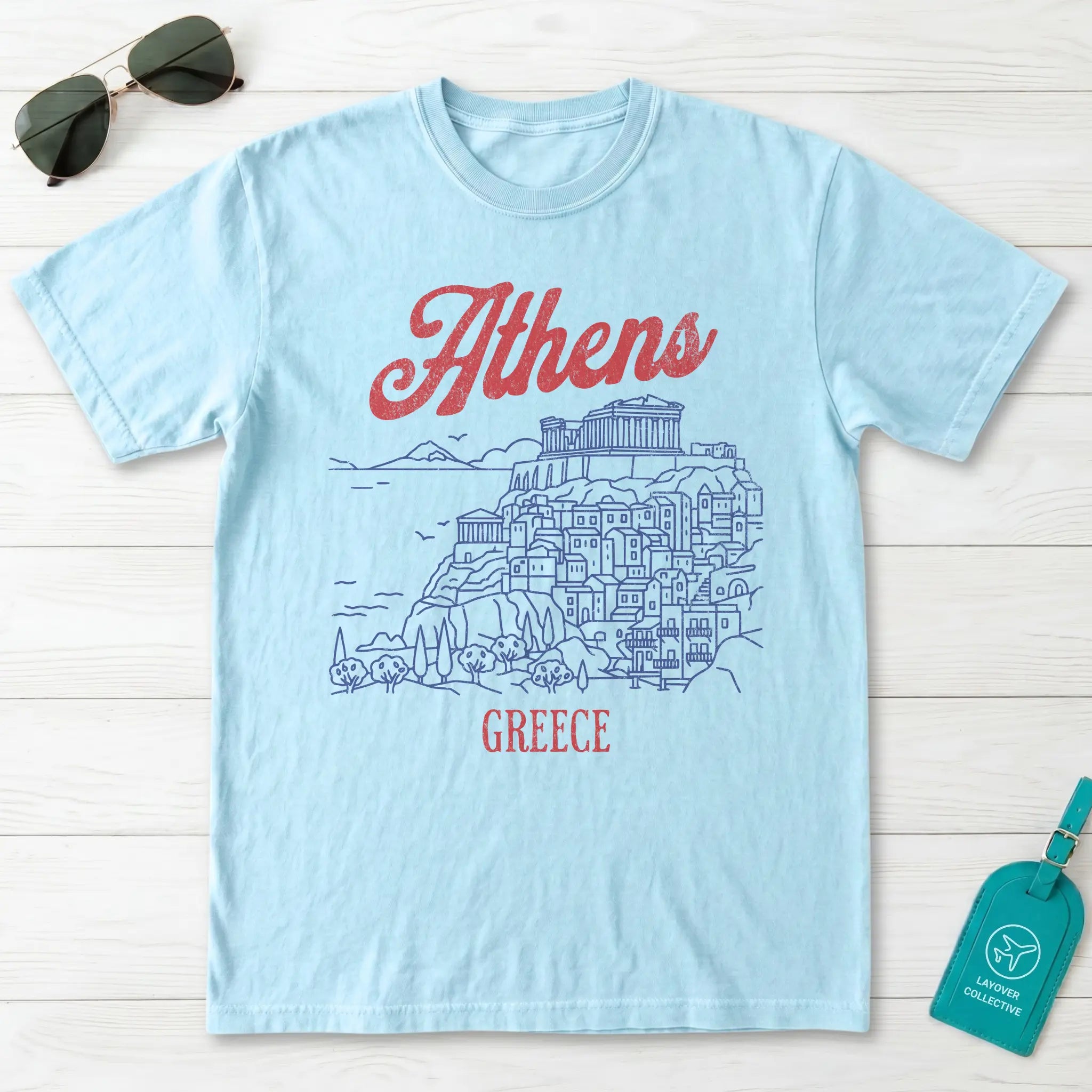 Athens Greece Acropolis Line Art Graphic T-Shirt