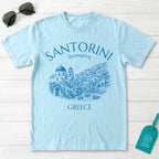 Santorini Greece Village Vintage Sketch Graphic T-Shirt