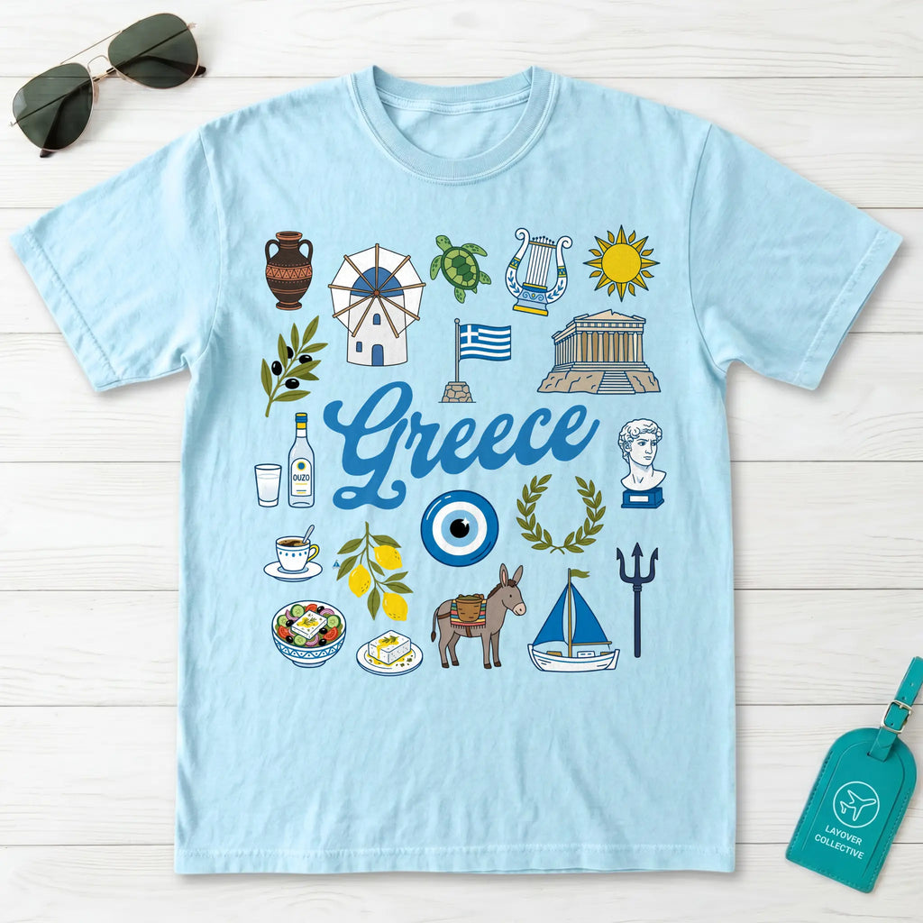 Greece Icons Graphic T-Shirt