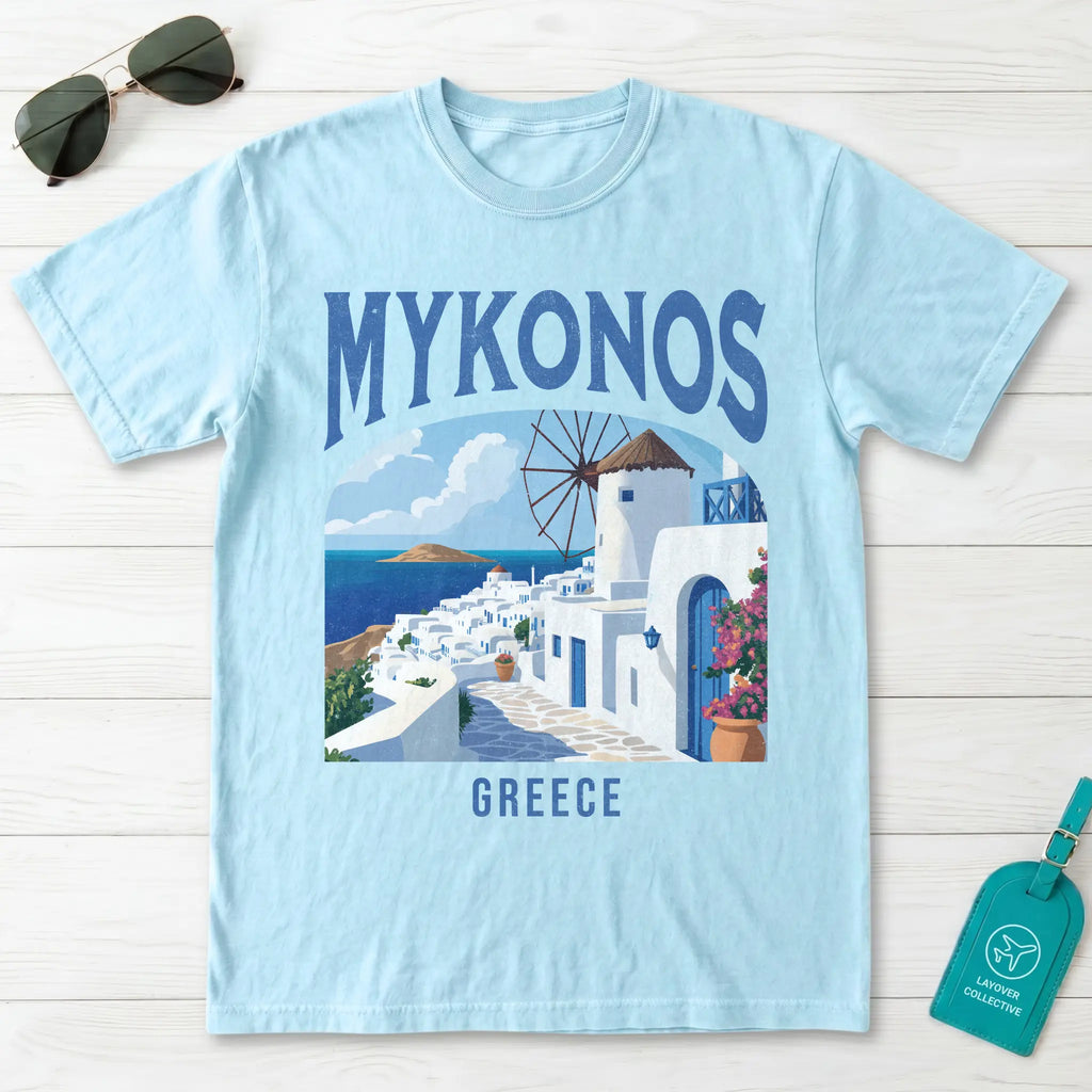 Mykonos Greece Vintage Travel Poster T-Shirt