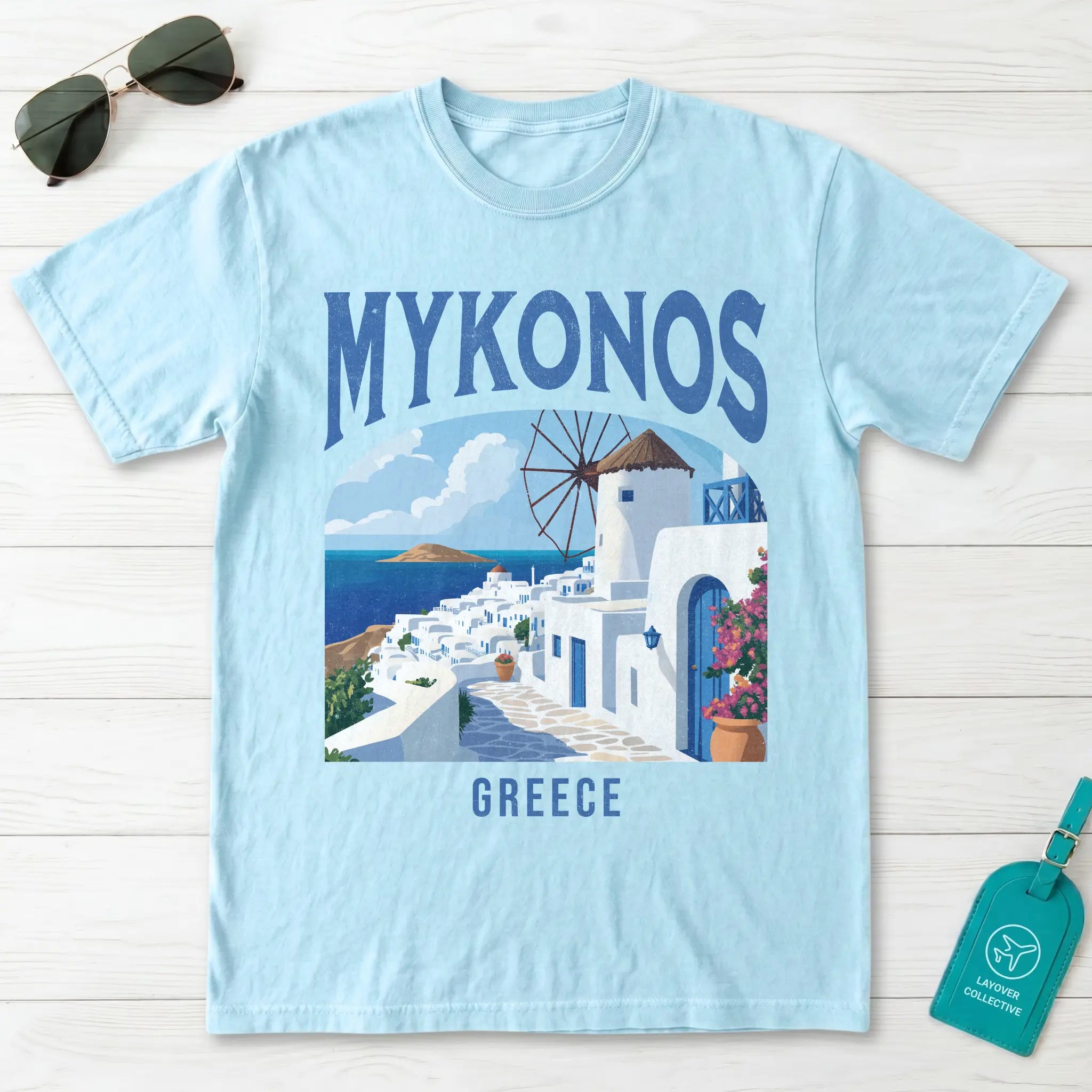 Mykonos Greece Vintage Travel Poster T-Shirt