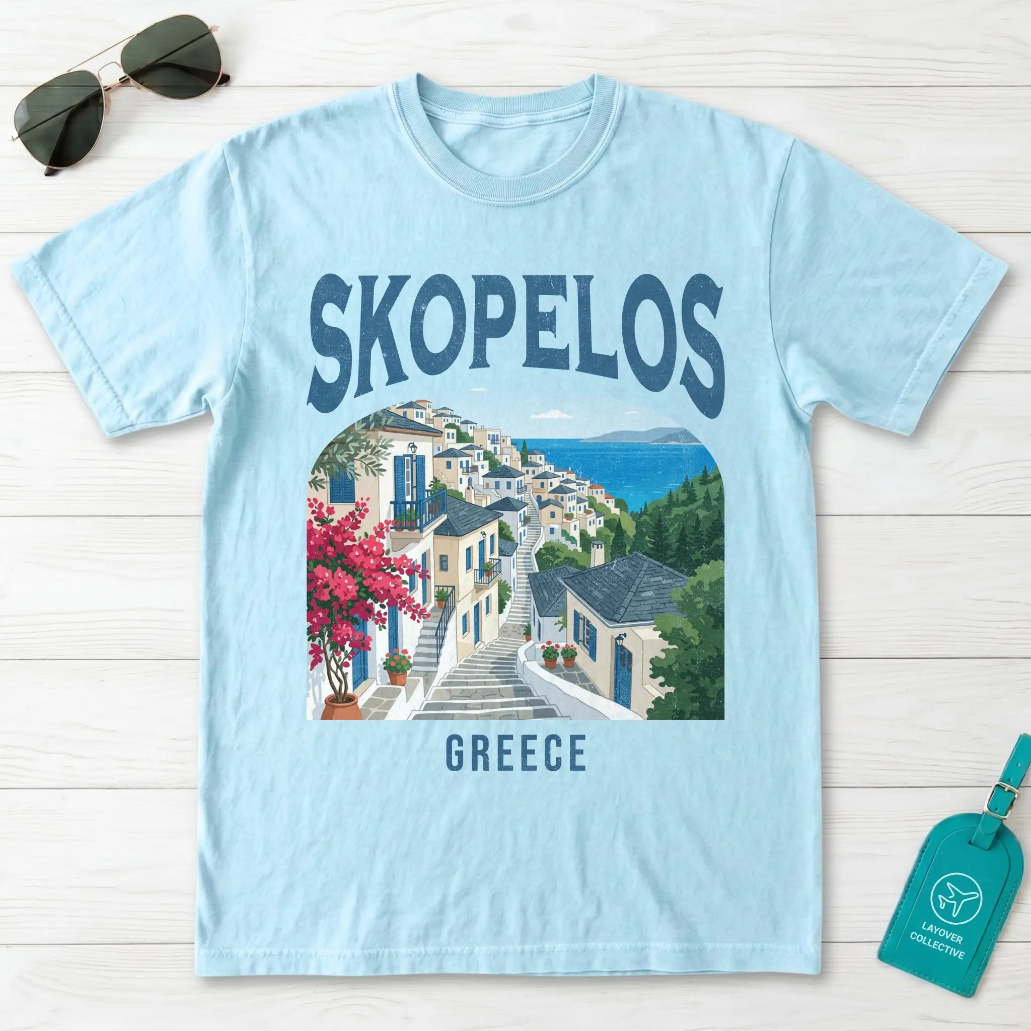 Skopelos Greece Vintage Travel Poster T-Shirt