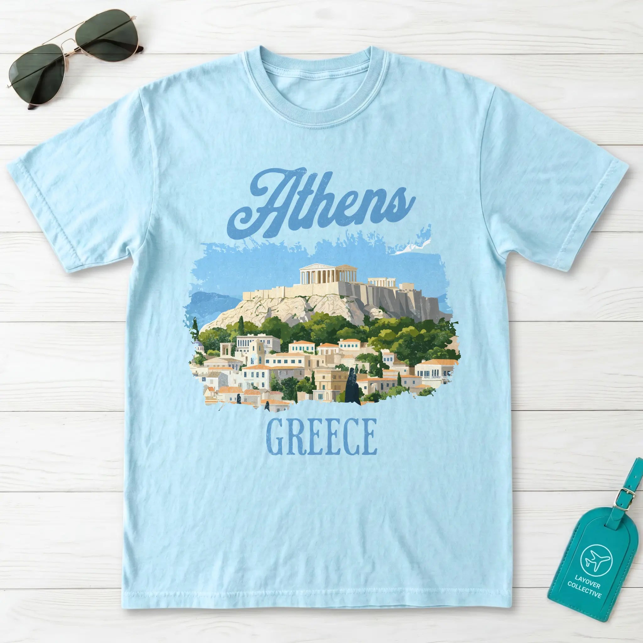 Athens Greece Acropolis Vintage Illustration Graphic T-Shirt