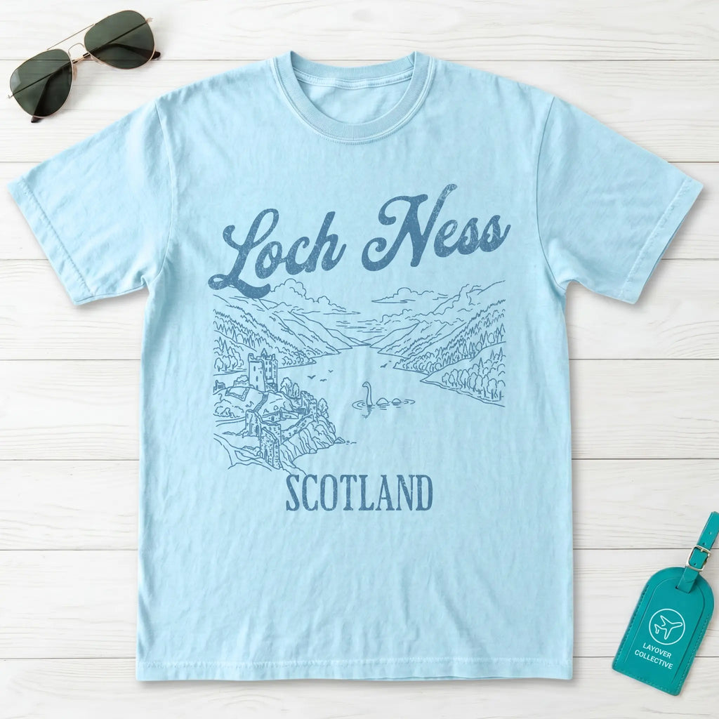 Loch Ness Scotland Line Art T-Shirt