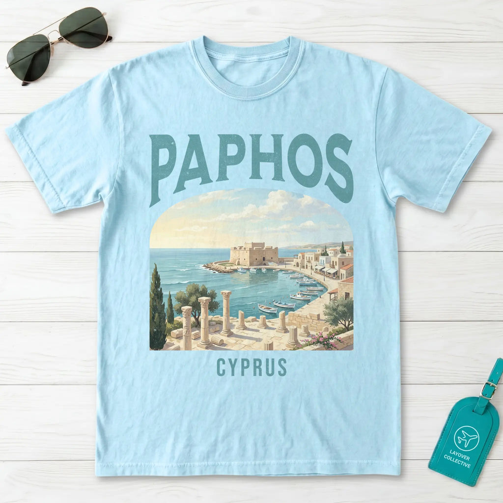 Paphos Cyprus Vintage Travel Poster T-Shirt