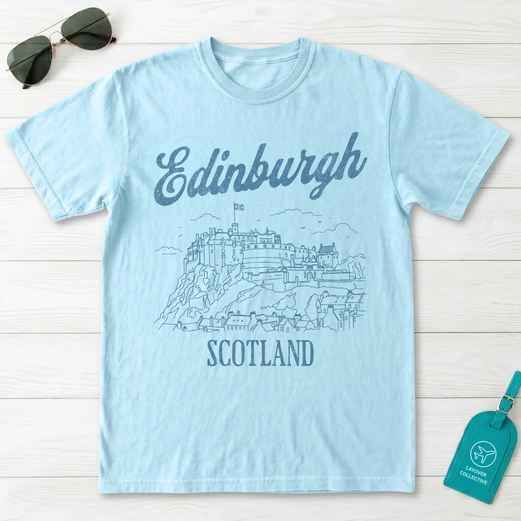 Edinburgh Castle Scotland Line Art T-Shirt