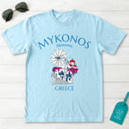 Mykonos Greece Windmill and Village Graphic T-Shirt
