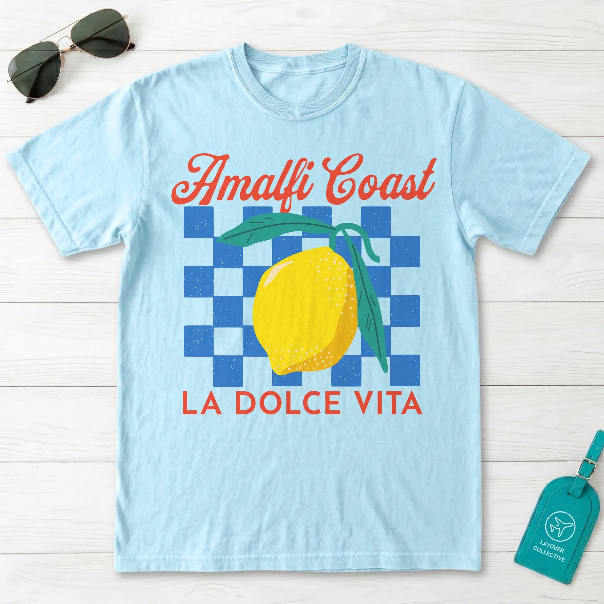 Amalfi Coast Lemon Checkerboard La Dolce Vita Graphic T-Shirt