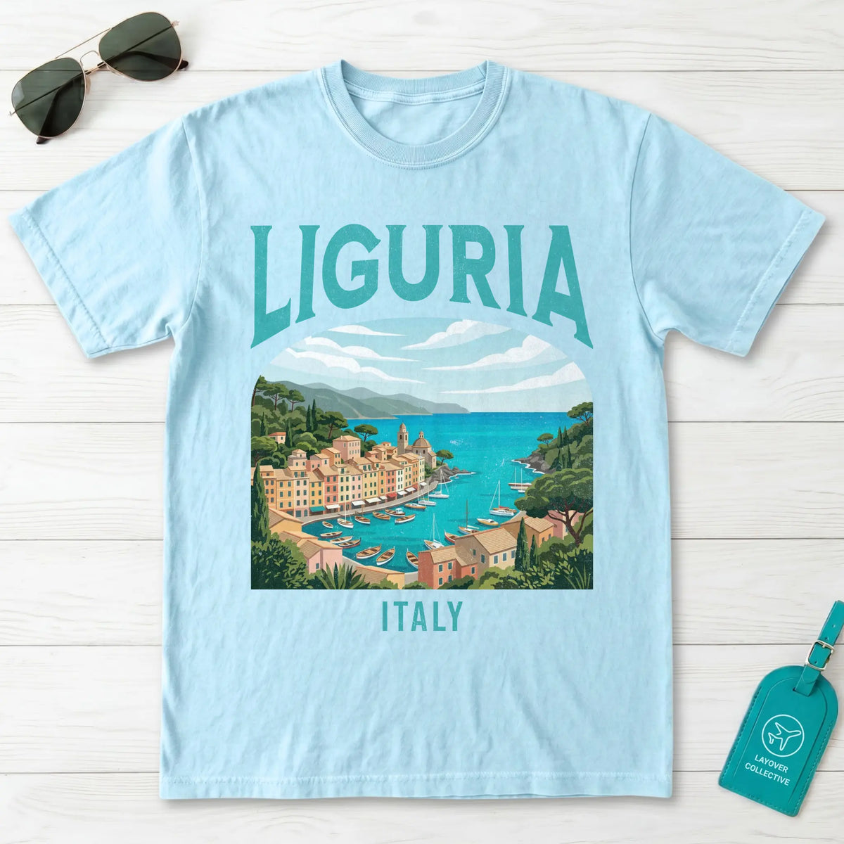 Liguria Italy Vintage Travel Poster T-Shirt