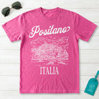 Positano Italia Line Art Sketch Amalfi Coast Graphic T-Shirt