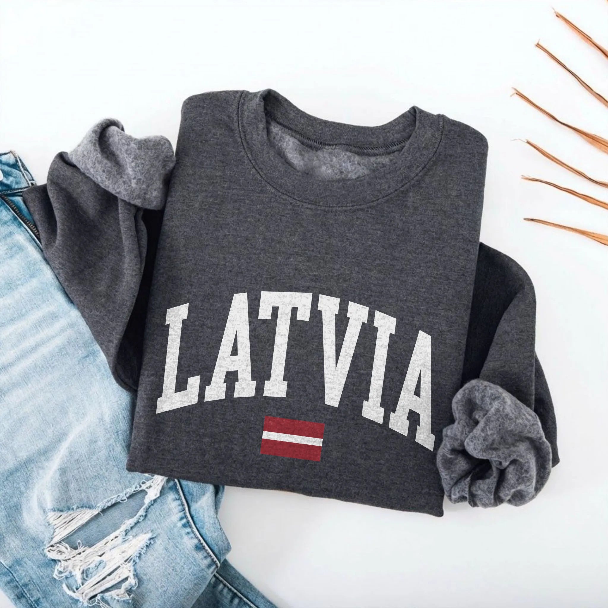 Latvia Collegiate Flag Sweatshirt