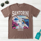 Santorini Greece Vintage Travel Poster T-Shirt