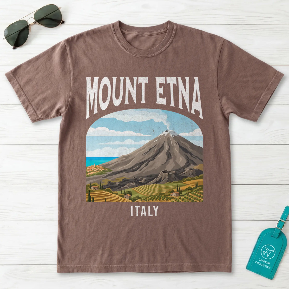 Mount Etna Italy Vintage Travel Poster T-Shirt