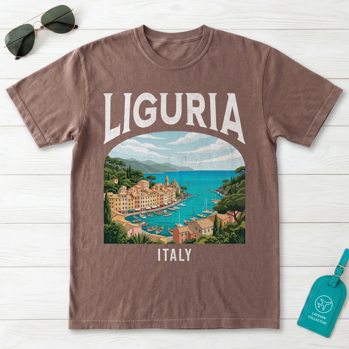 Liguria Italy Vintage Travel Poster T-Shirt