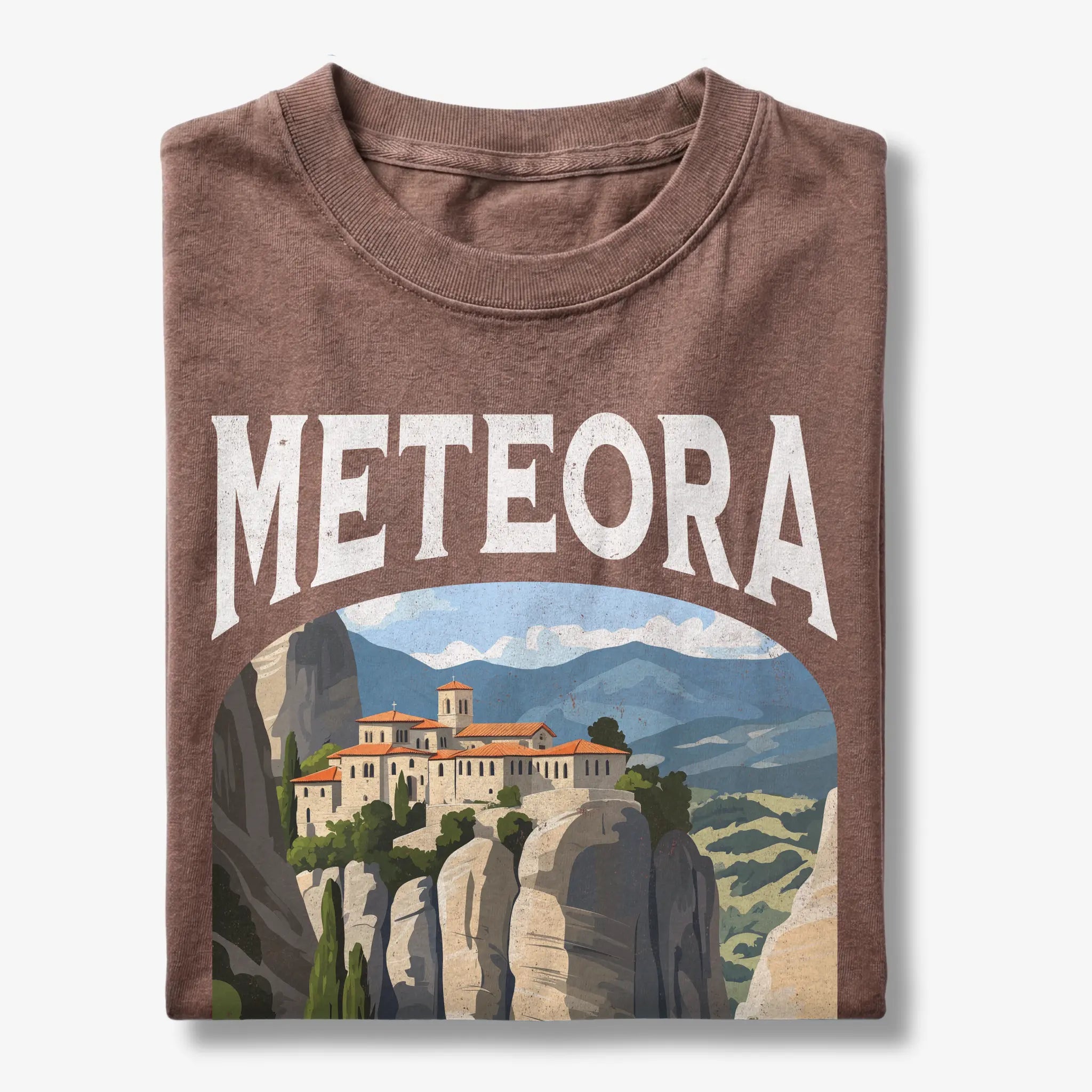 Meteora Greece Vintage Travel Poster T-Shirt