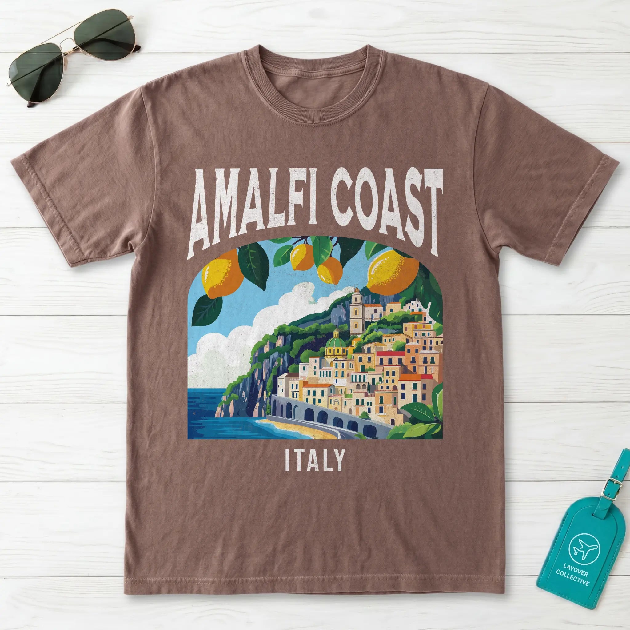 Amalfi Coast Italy Vintage Travel Poster T-Shirt