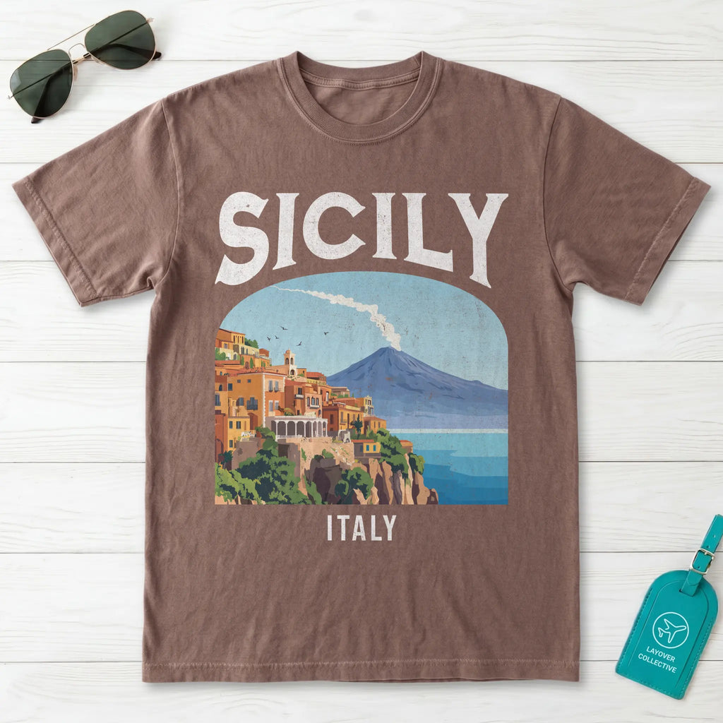 Sicily Italy Vintage Travel Poster T-Shirt