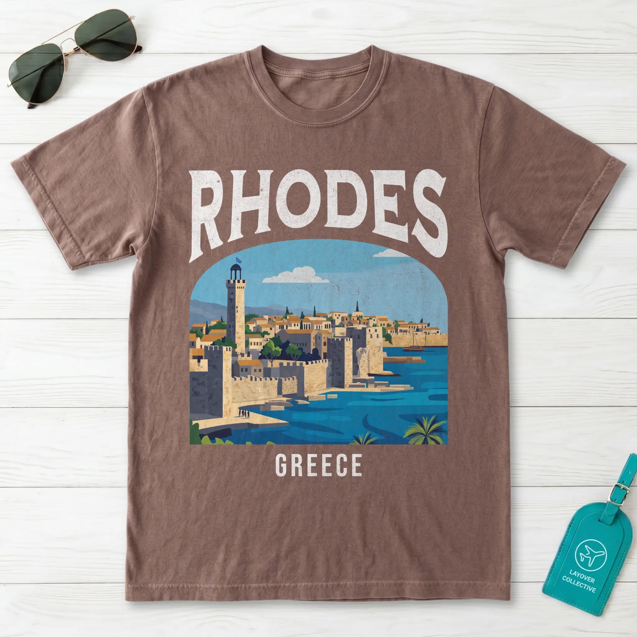 Rhodes Greece Vintage Travel Poster T-Shirt