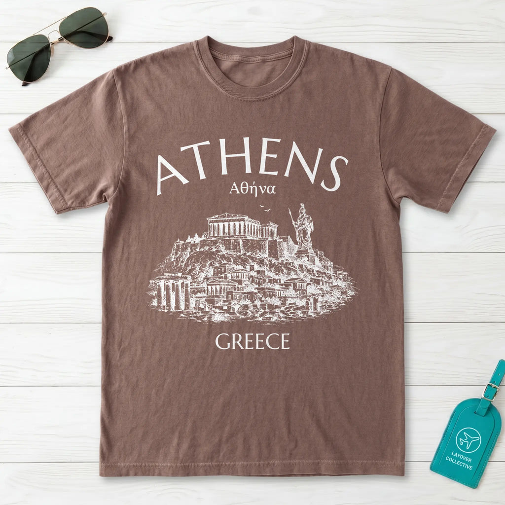 Athens Greece Acropolis Line Art Graphic T-Shirt