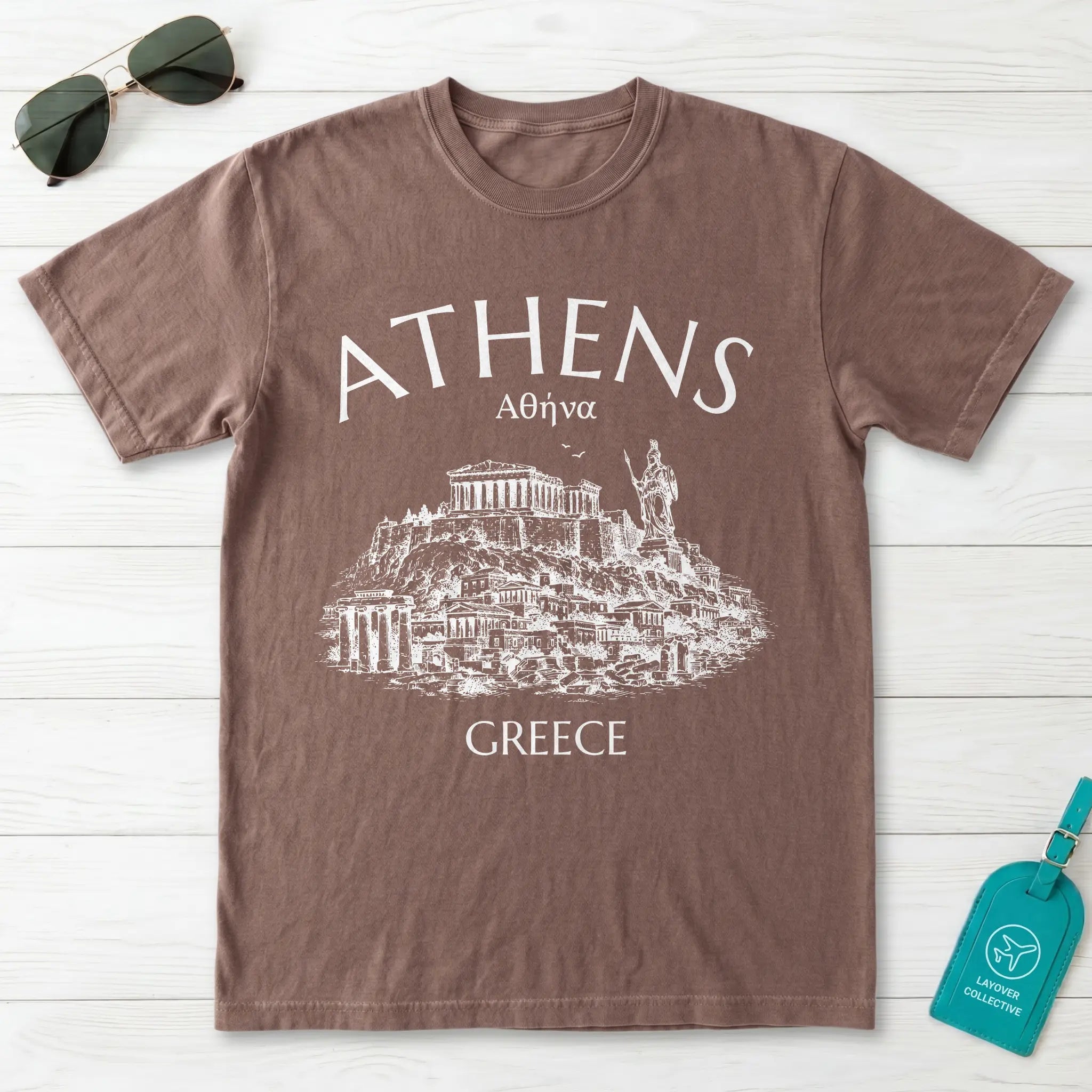 Athens Greece Acropolis Line Art Graphic T-Shirt