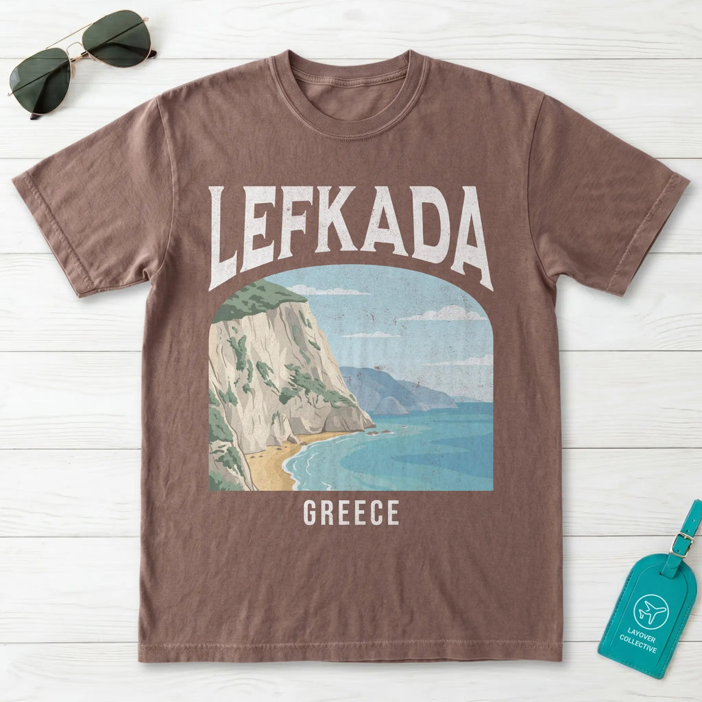 Lefkada Greece Vintage Travel Poster T-Shirt