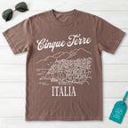 Cinque Terre Italia Line Art Sketch Coastal Village Graphic T-Shirt