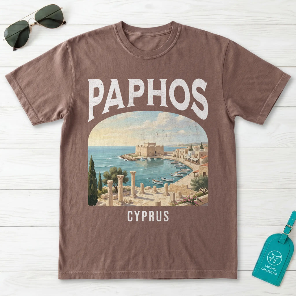 Paphos Cyprus Vintage Travel Poster T-Shirt